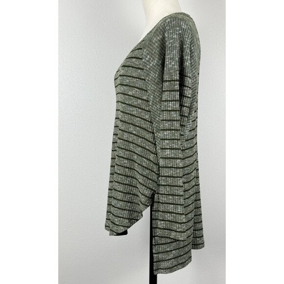 Staccato Womens  Green Black Striped Long-Sleeve Sweater Tunic Top Knit Large - Picture 4 of 15